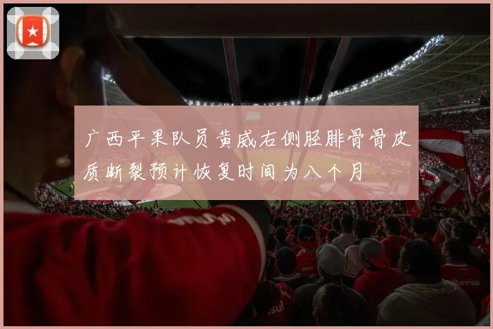 广西平果队员黄威右侧胫腓骨骨皮质断裂预计恢复时间为八个月